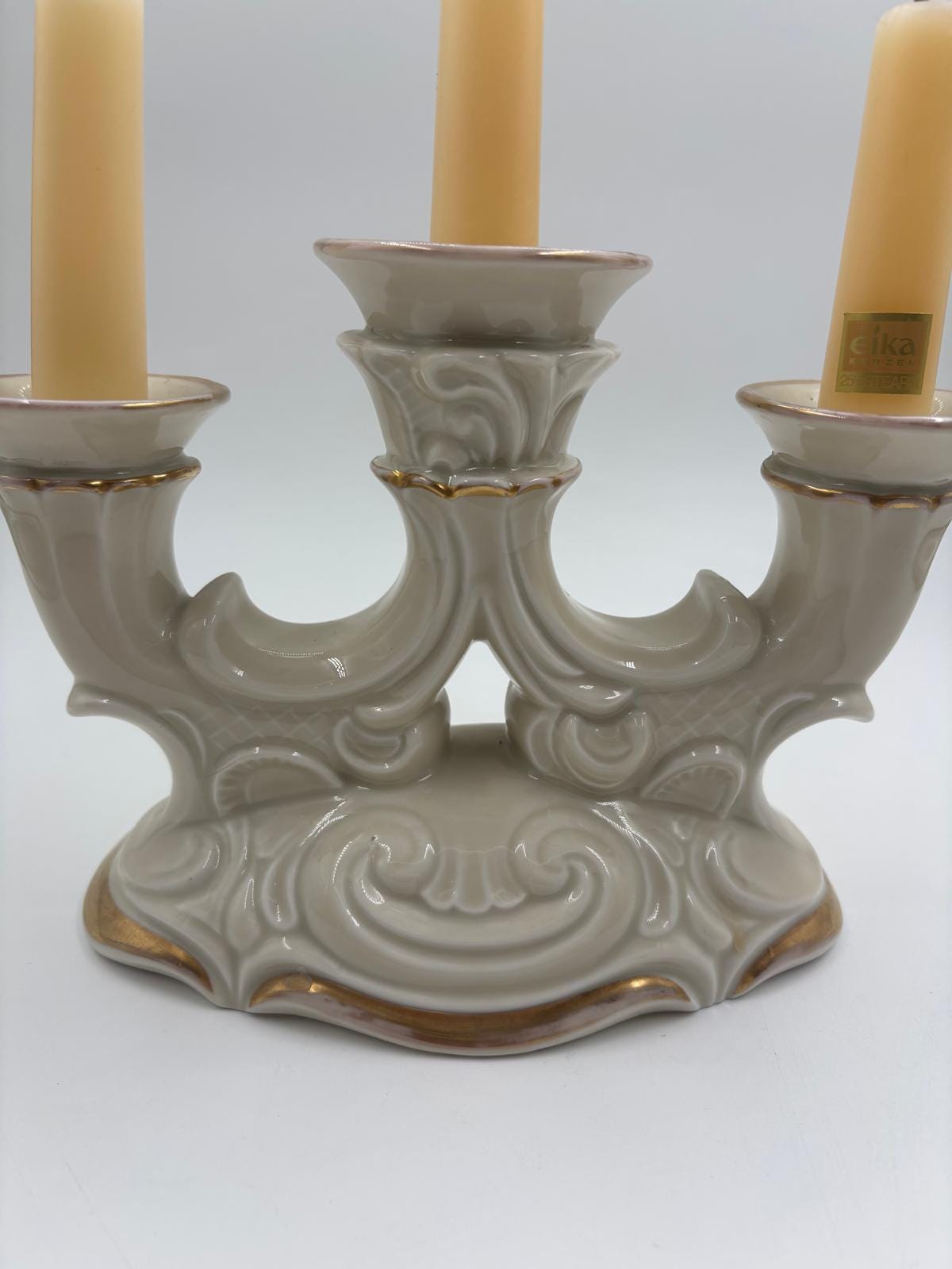 Vintage Kerzenständer Schlottenburg von Arzberg Porzellan Golddekor 3-flammig