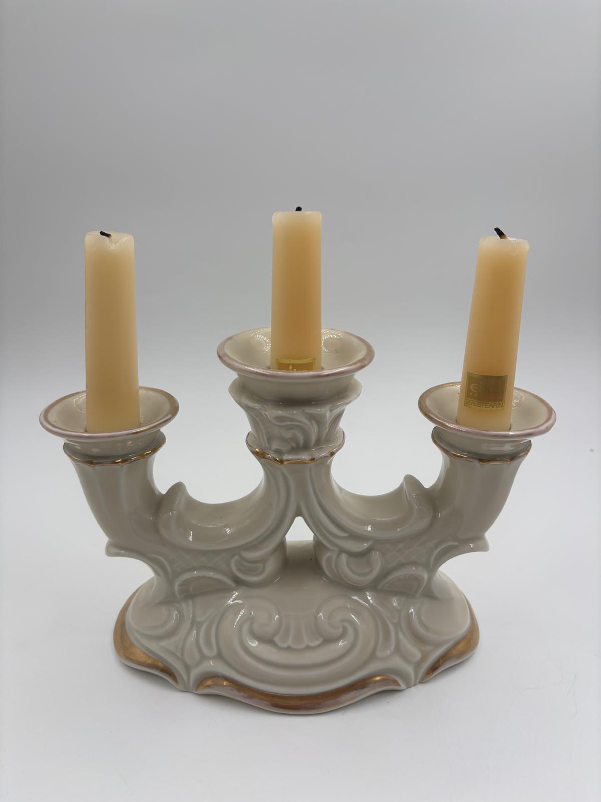 Vintage Kerzenständer Schlottenburg von Arzberg Porzellan Golddekor 3-flammig
