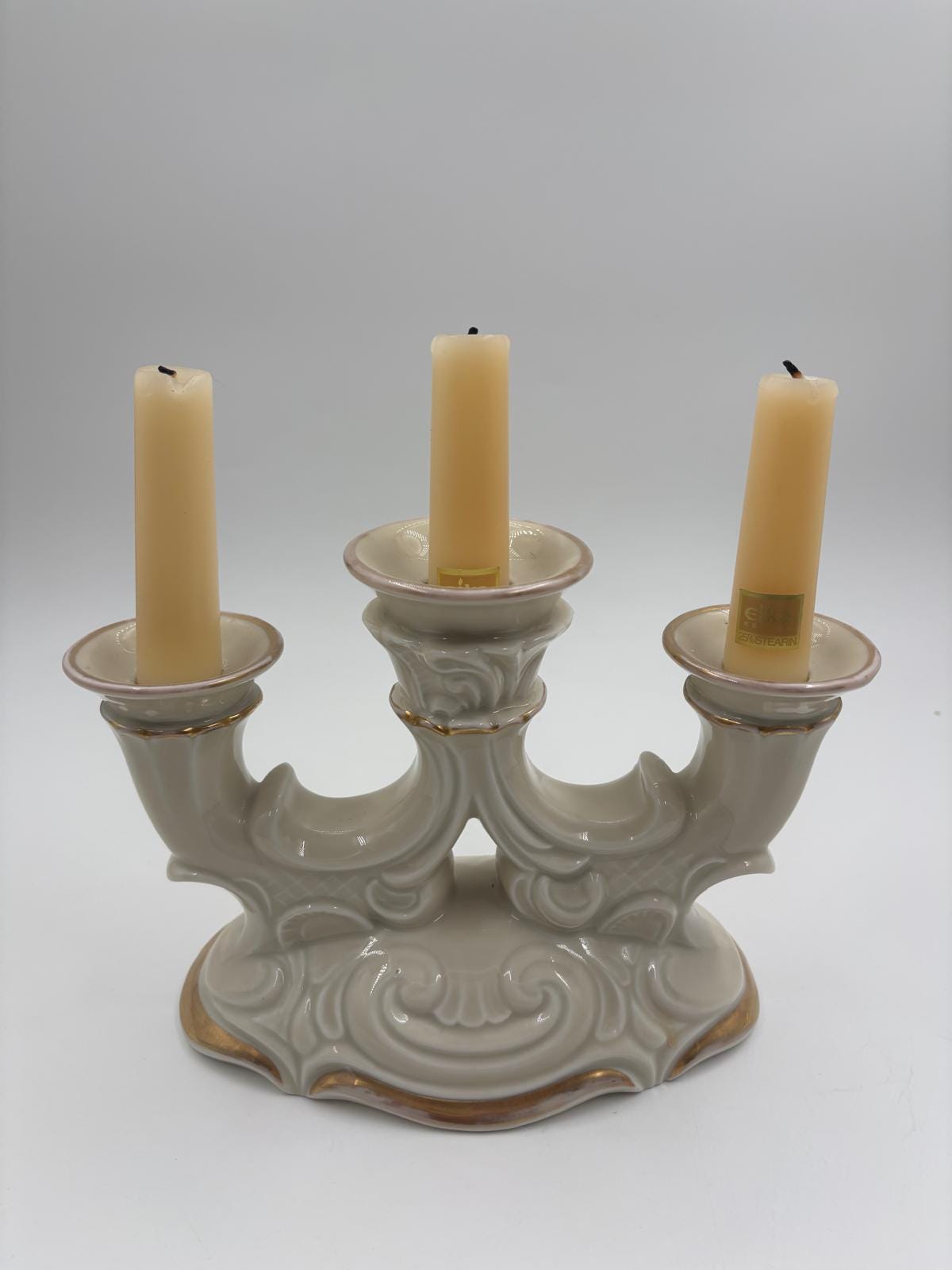 Vintage Kerzenständer Schlottenburg von Arzberg Porzellan Golddekor 3-flammig