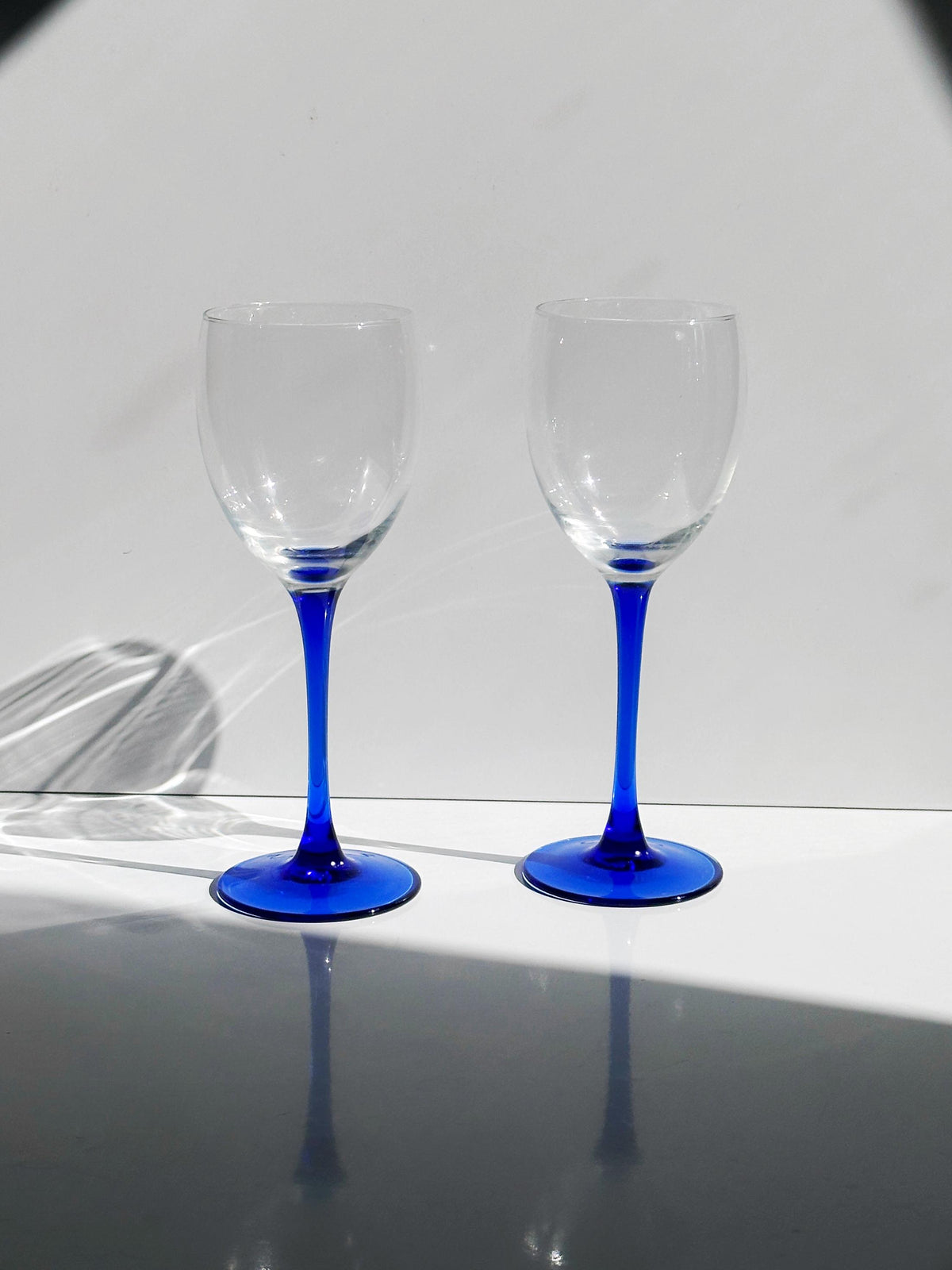Vintage Weinglas Set von 6 von Luminarc Blau