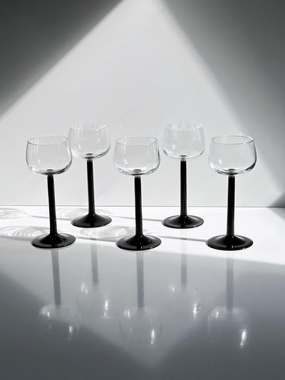 Set of 5 Vintage Wine Glasses "Domino" by Luminarc