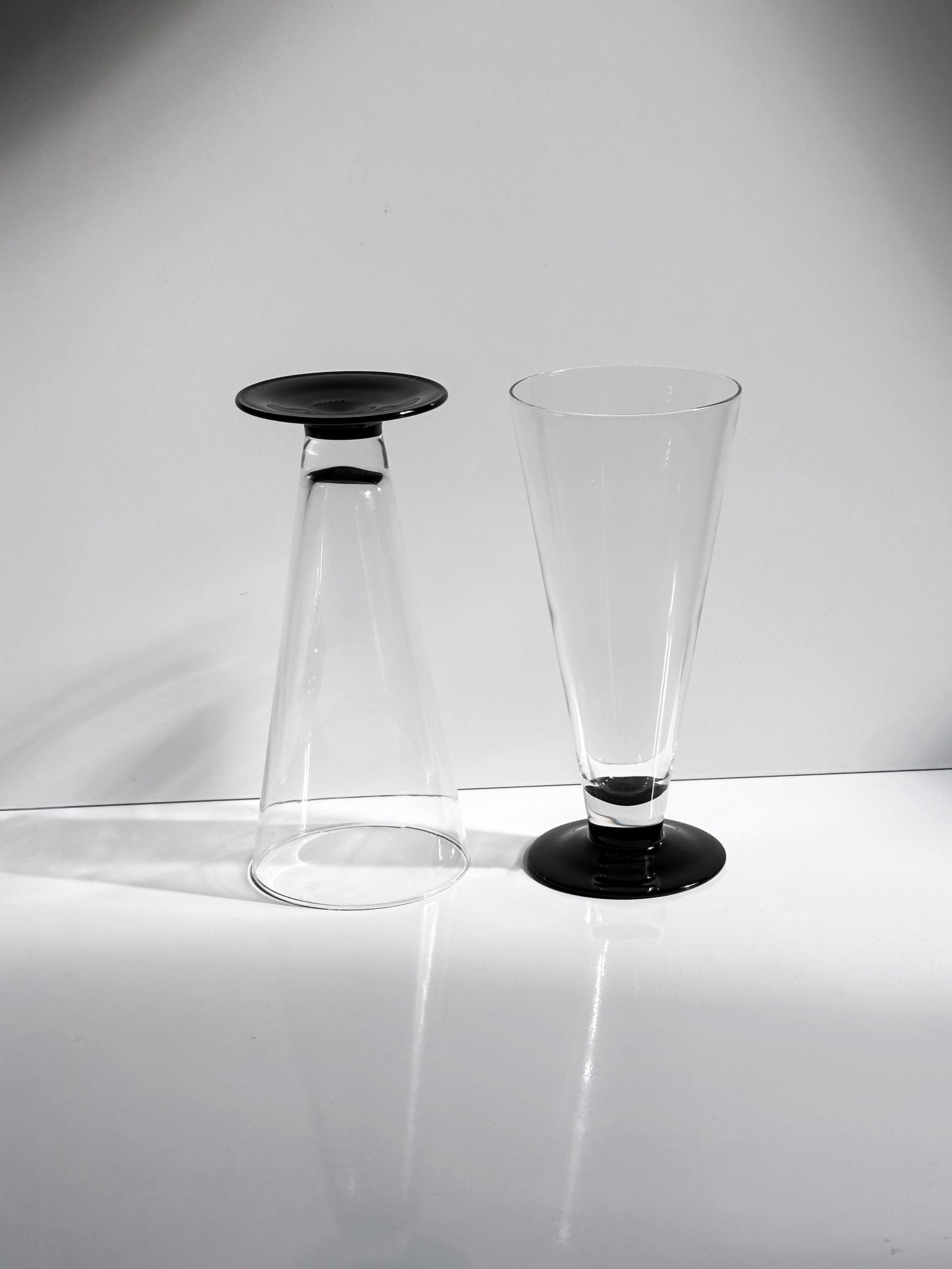 Vintage Bierglas Domino von Luminarc schwarz 80er