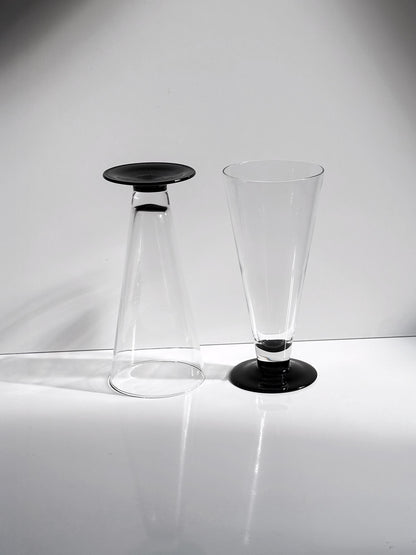 Vintage Bierglas Domino von Luminarc schwarz 80er