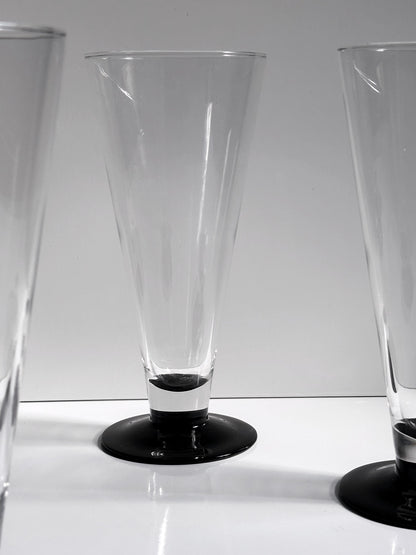 Vintage Bierglas Domino von Luminarc schwarz 80er