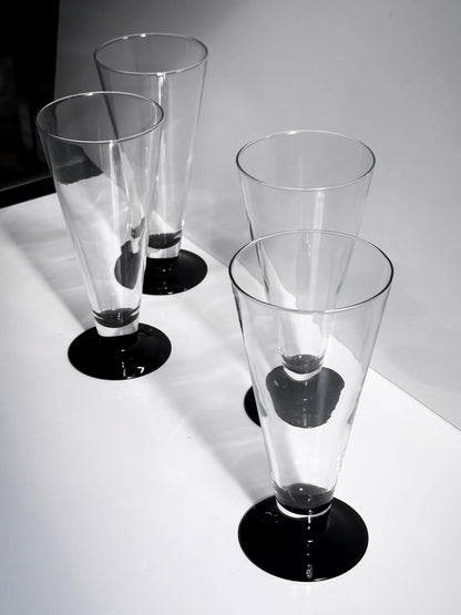 Vintage Bierglas Domino von Luminarc schwarz 80er