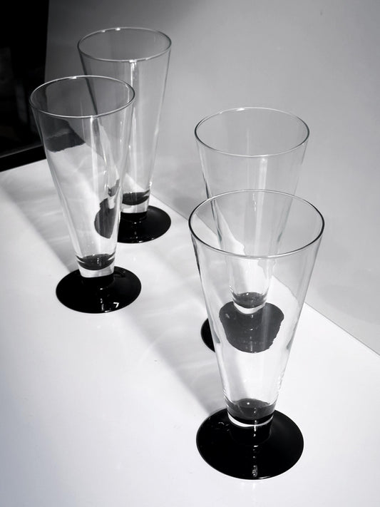 Vintage Bierglas Domino von Luminarc schwarz 80er