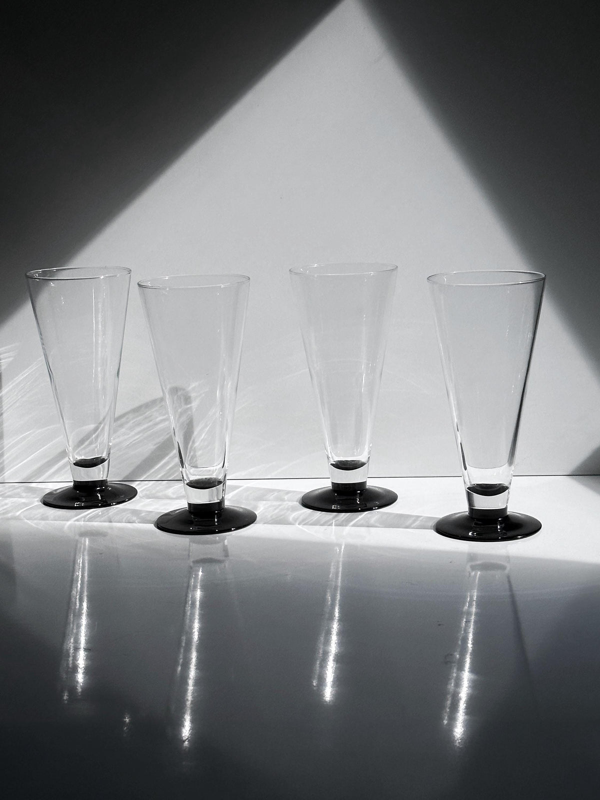 Vintage Bierglas Domino von Luminarc schwarz 80er