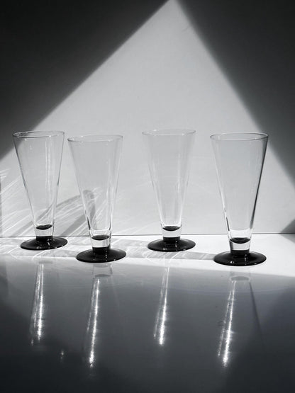 Vintage Bierglas Domino von Luminarc schwarz 80er