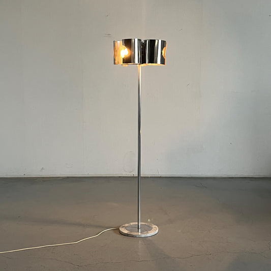 Vintage Stehlampe Space Age Chrom Marmor 1980er Italien