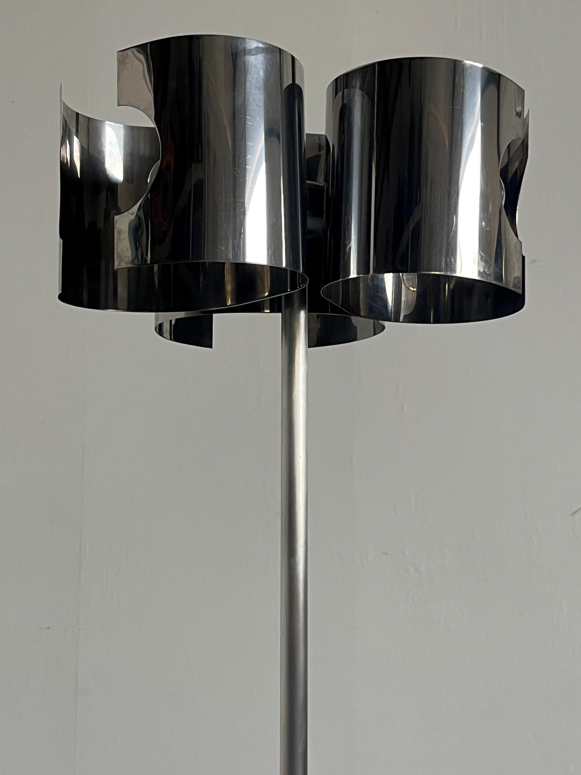 Vintage Stehlampe Space Age Chrom Marmor 1980er Italien