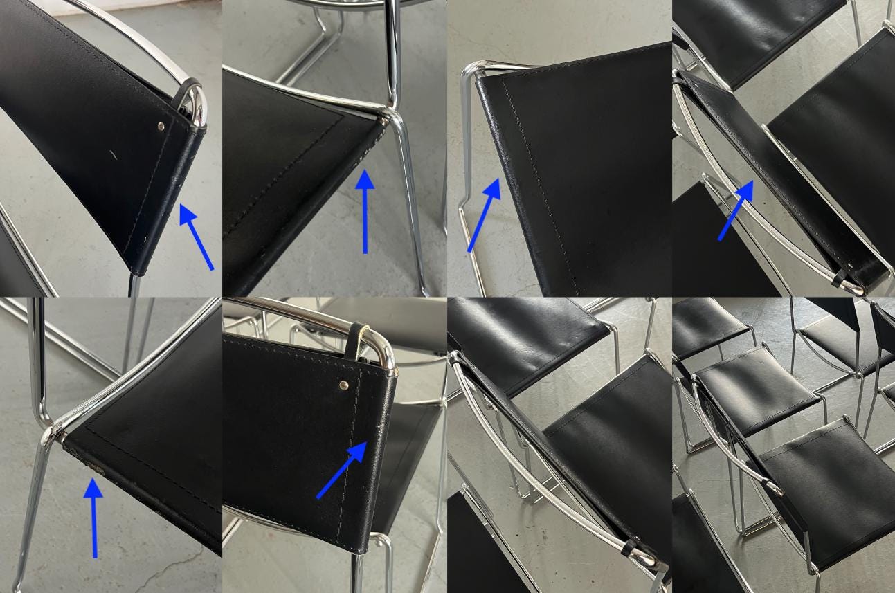 Vintage Esszimmerstuhl Giandomenico Belotti Kunstleder Chromstahl 1980er Italien