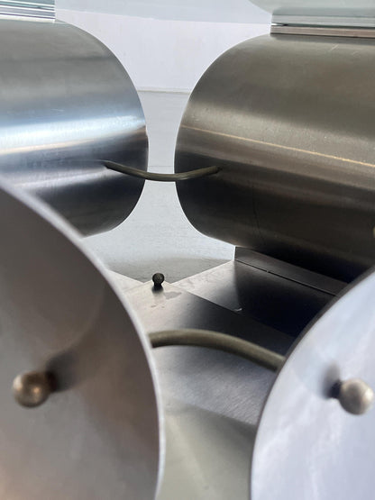 Vintage Couchtisch von François Monnet für Kappa in gebürstetem Stahl und Glas