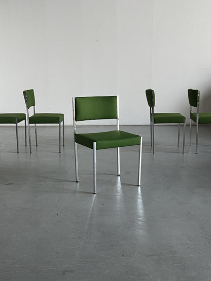 Vintage Mid-Century Modern Stuhl von Wiesner Hager in Grün Chromstahl 1960er