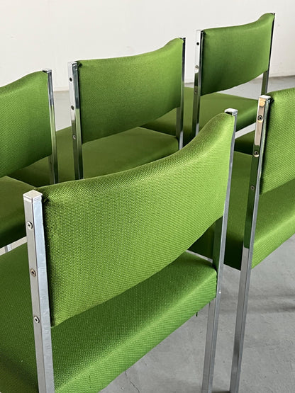 Vintage Mid-Century Modern Stuhl von Wiesner Hager in Grün Chromstahl 1960er