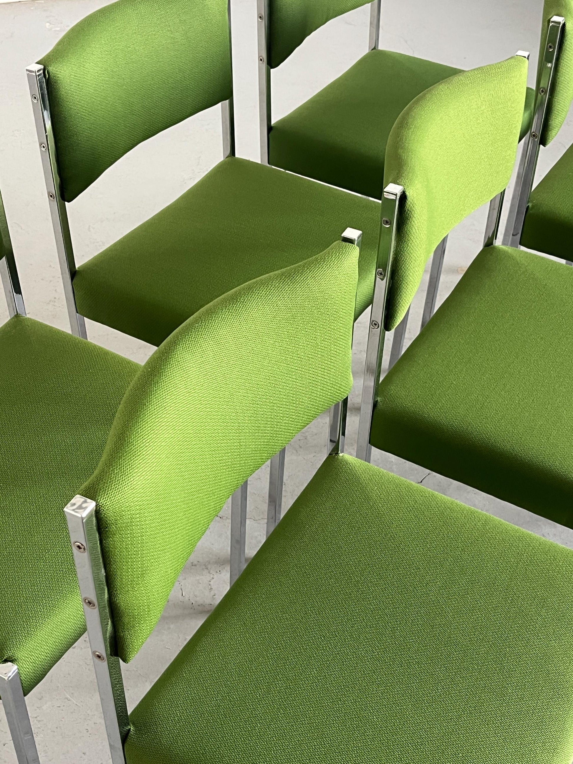 Vintage Mid-Century Modern Stuhl von Wiesner Hager in Grün Chromstahl 1960er