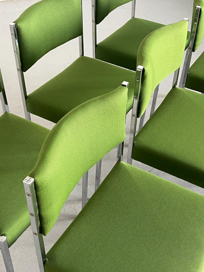 Vintage Mid-Century Modern Stuhl von Wiesner Hager in Grün Chromstahl 1960er