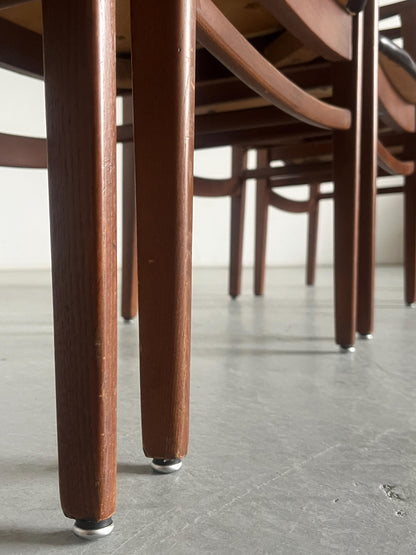 Vintage Armlehnstuhl Buchenholz Kunstleder Dunkelbraun 1970er Italien Set von 4