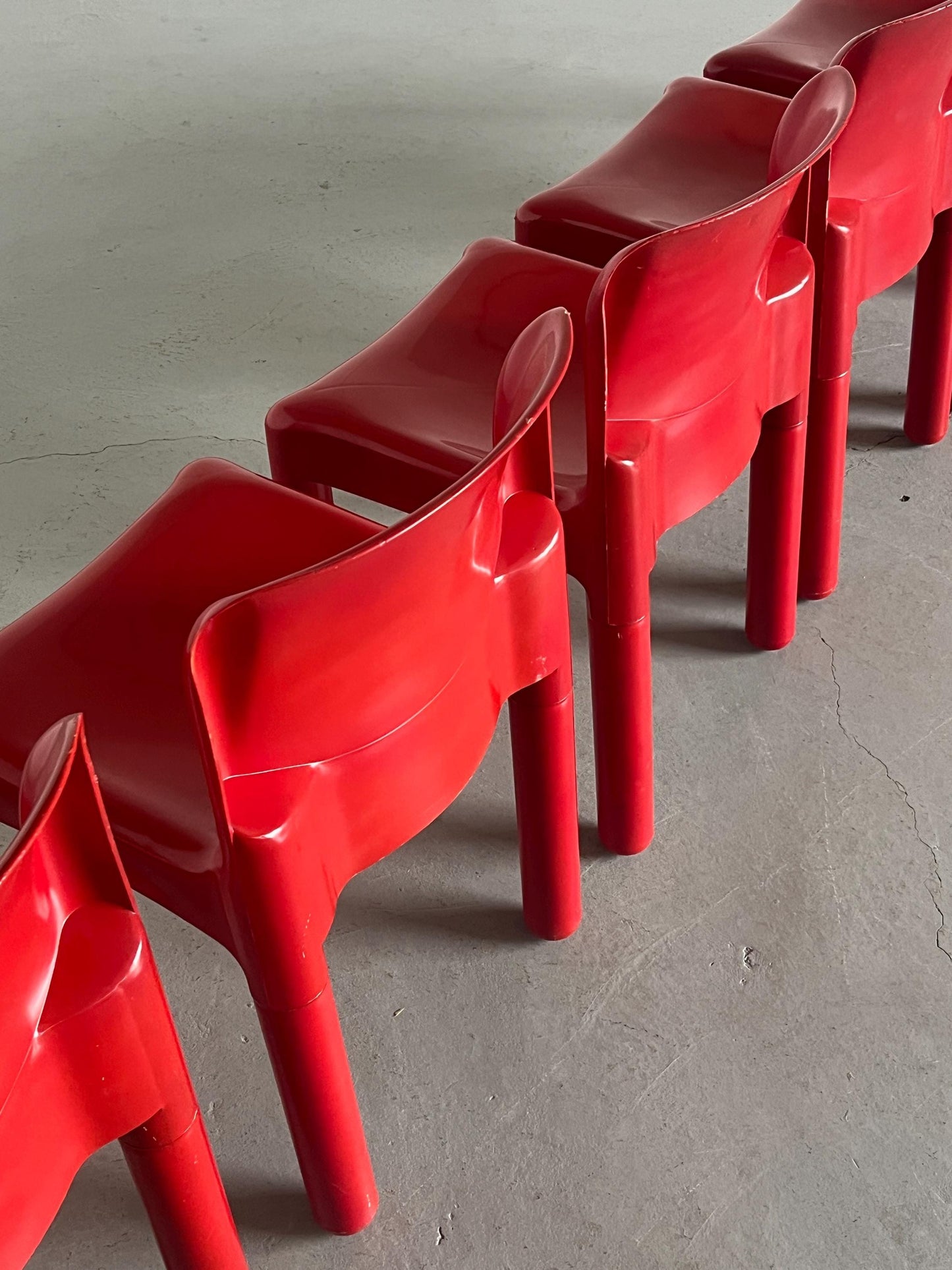 Vintage 4875 Esszimmerstuhl von Carlo Bartoli für Kartell Rot 1970er Italien