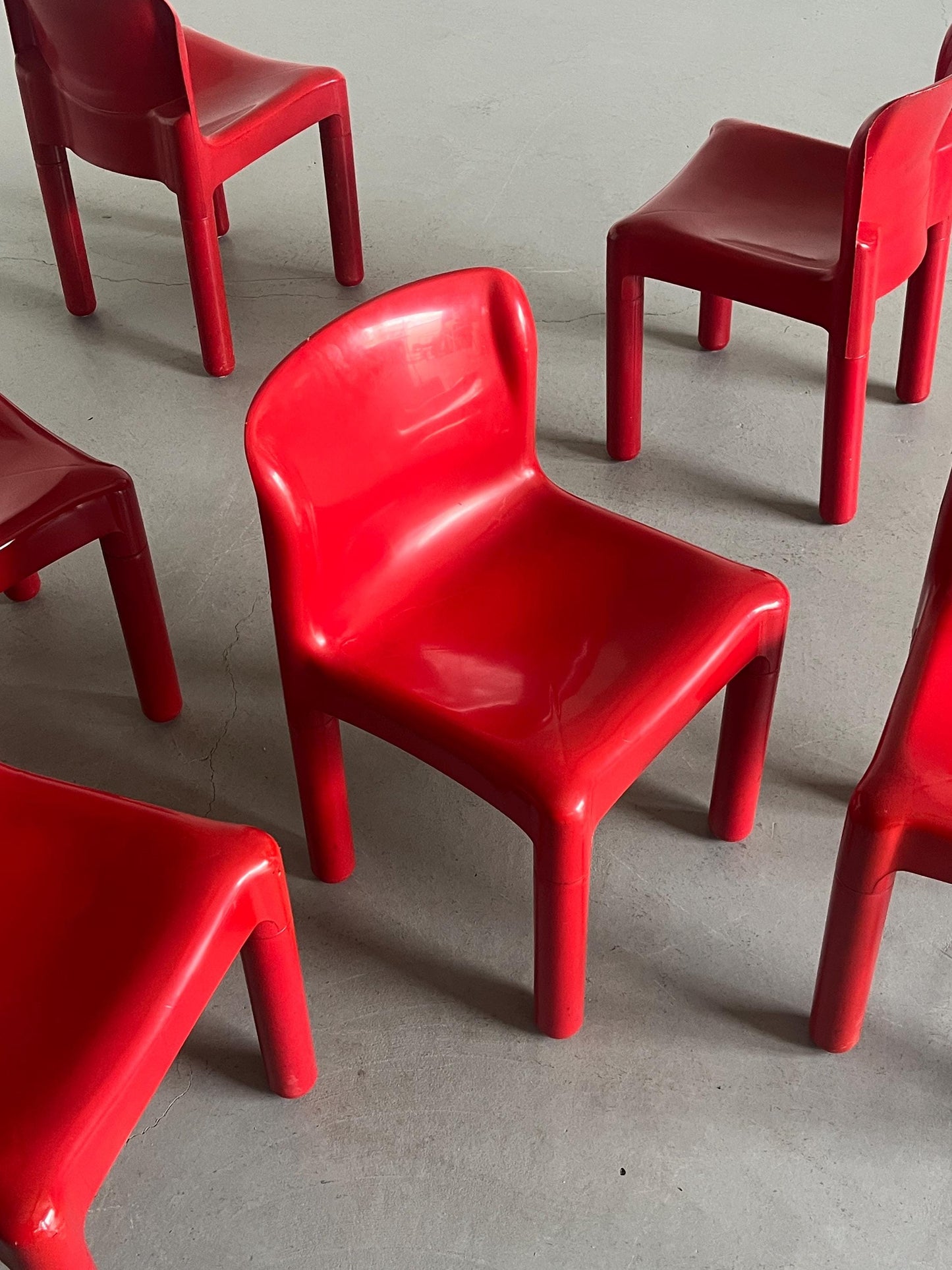 Vintage 4875 Esszimmerstuhl von Carlo Bartoli für Kartell Rot 1970er Italien
