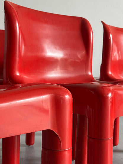 Vintage 4875 Esszimmerstuhl von Carlo Bartoli für Kartell Rot 1970er Italien