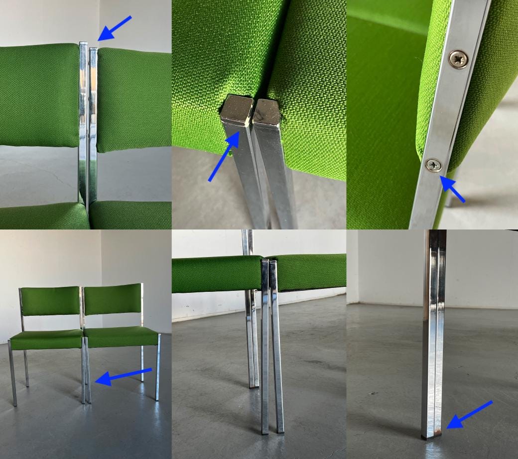 Vintage Mid-Century Modern Stuhl von Wiesner Hager in Grün Chromstahl 1960er