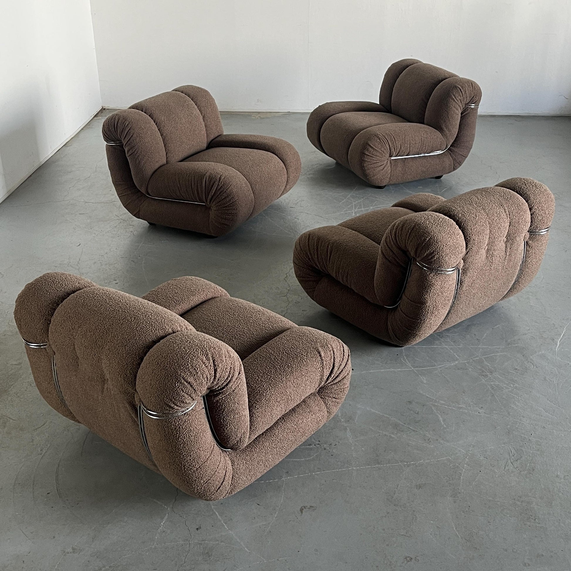 Vintage Velasquez Sitzmodul von Mimo Padova in Taubengrau Bouclé, 1970er Italien