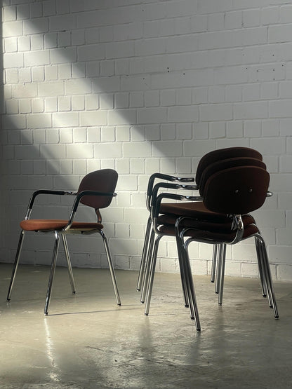 Vintage Stuhl von Mies van der Rohe für Bauhaus Chrom brauner Stoff