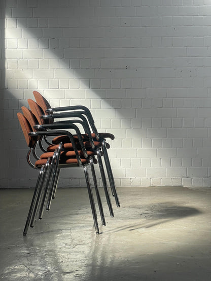 Vintage Stuhl von Mies van der Rohe für Bauhaus Chrom brauner Stoff