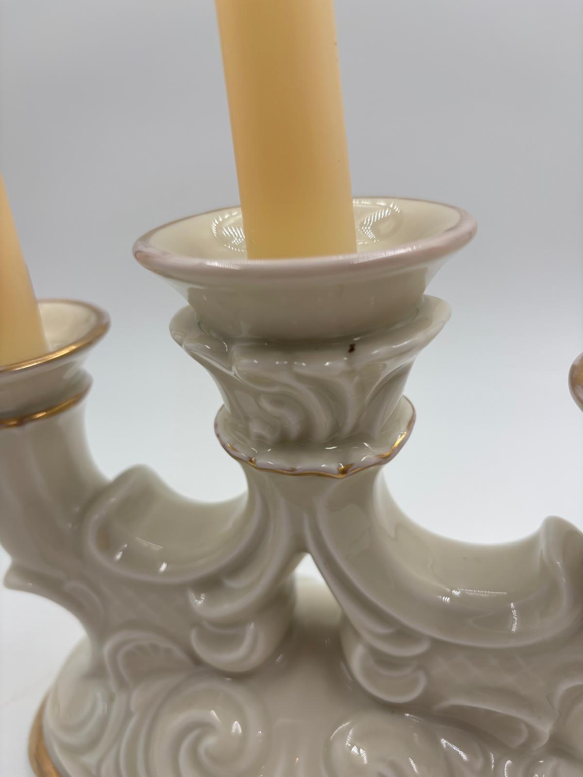 Vintage Kerzenständer Schlottenburg von Arzberg Porzellan Golddekor 3-flammig