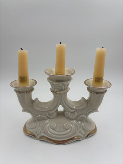 Vintage Schlottenburg candlestick by Arzberg, porcelain, gold decor, 3-flame