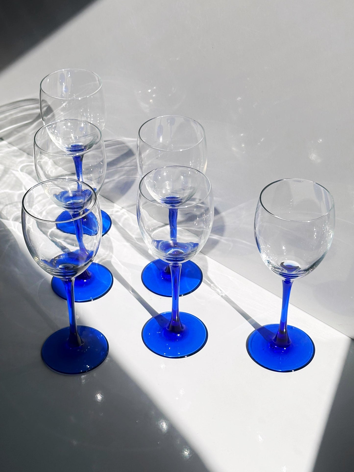 Vintage Weinglas Set von 6 von Luminarc Blau