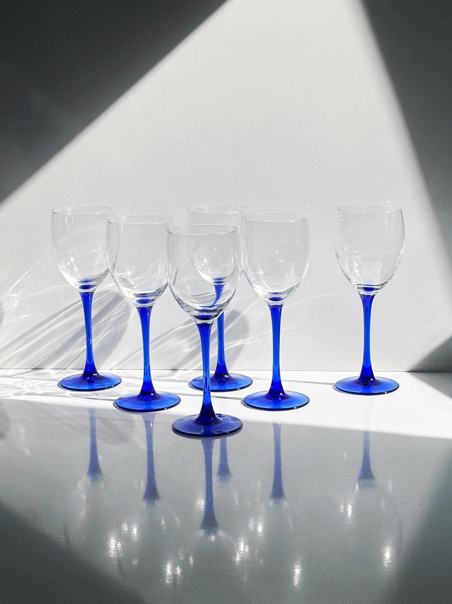 Vintage Weinglas Set von 6 von Luminarc Blau