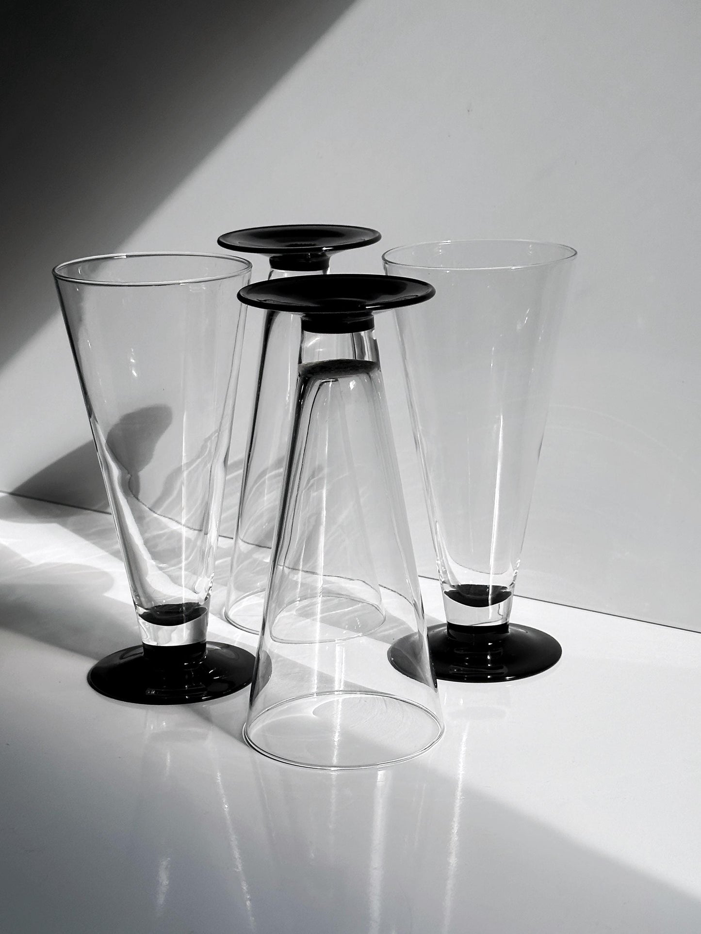 Vintage Bierglas Domino von Luminarc schwarz 80er