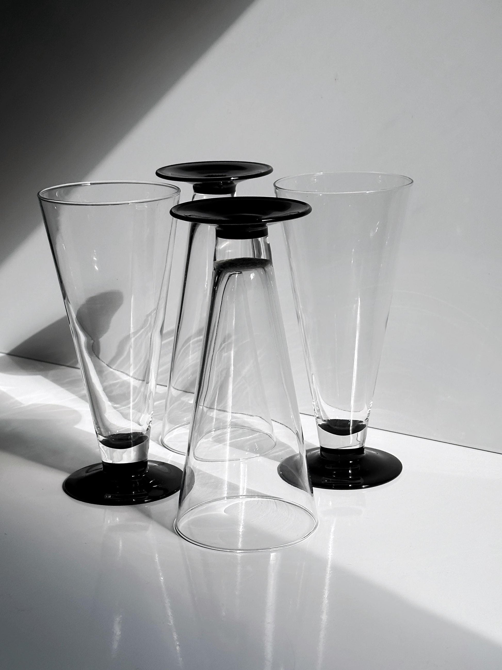 Vintage Bierglas Domino von Luminarc schwarz 80er