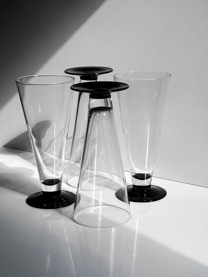 Vintage Bierglas Domino von Luminarc schwarz 80er