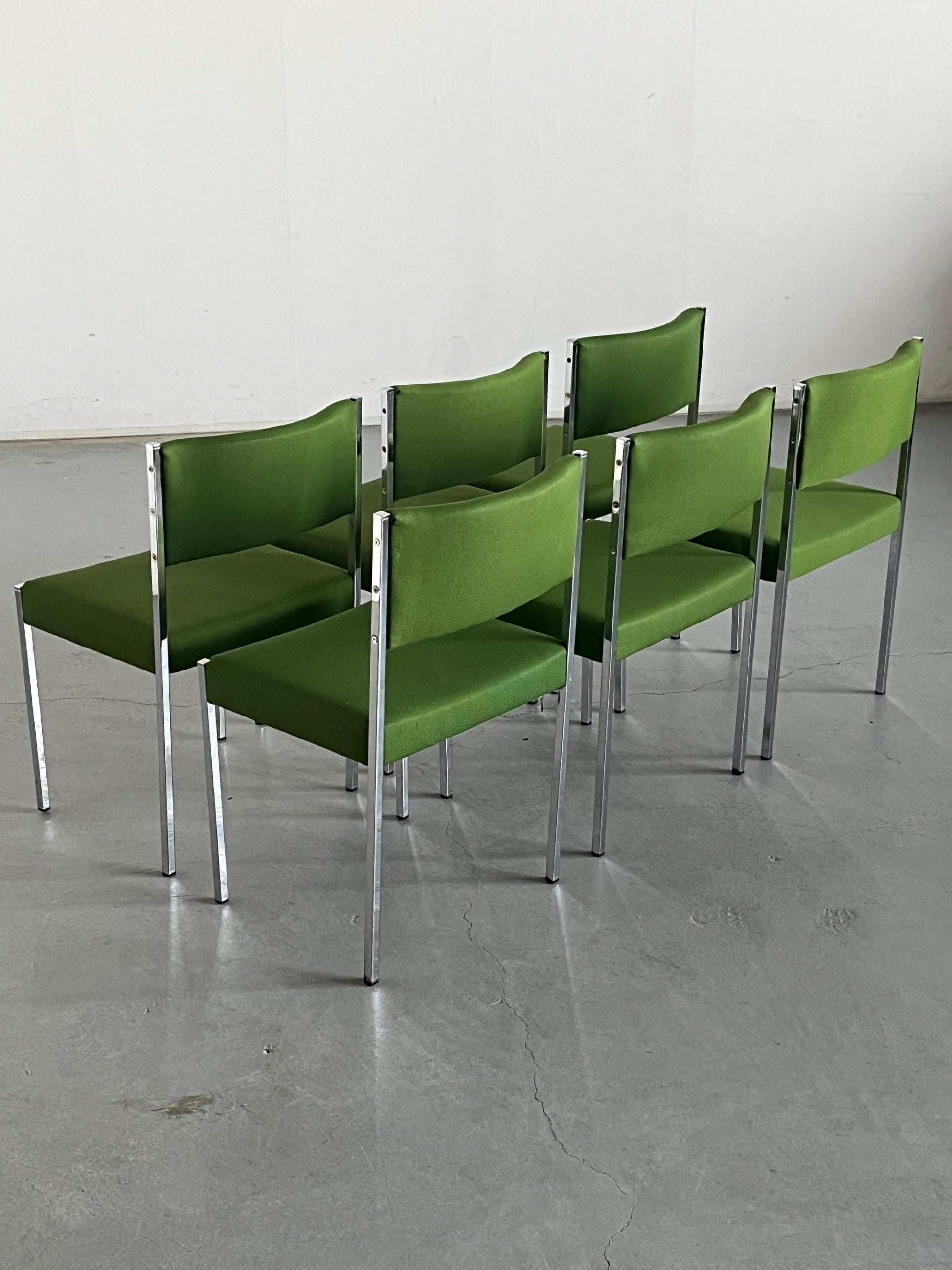 Vintage Mid-Century Modern Stuhl von Wiesner Hager in Grün Chromstahl 1960er