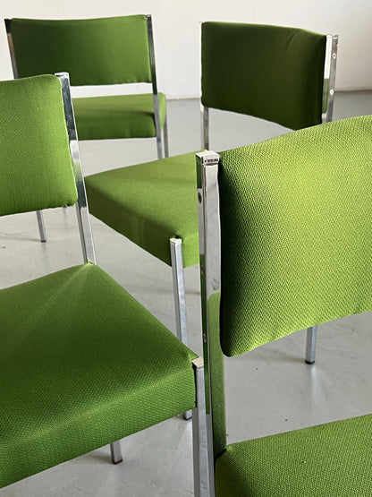 Vintage Mid-Century Modern Stuhl von Wiesner Hager in Grün Chromstahl 1960er