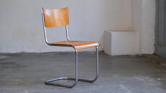 Vintage Stuhl S 43 verchromt, Naturton