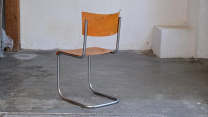 Vintage Stuhl S 43 verchromt, Naturton