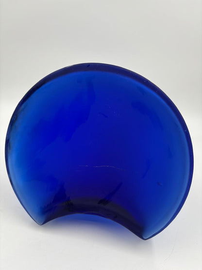 Vintage Glasflasche Kobaltblau mit Stopfen dreieckiger Boden