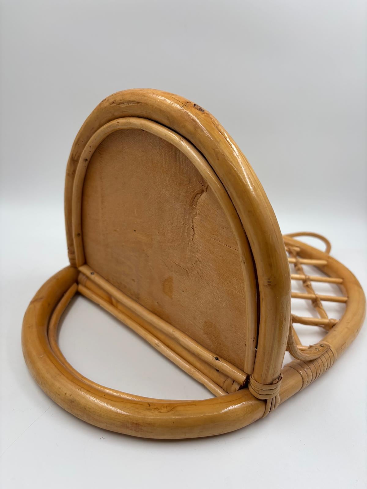 Vintage Wandregal Rattan oval von Handgeflochten natur 40x25 cm