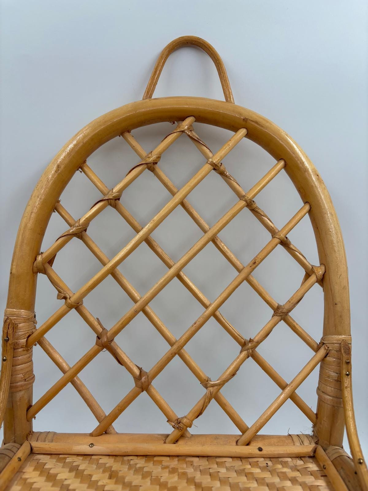Vintage Wandregal Rattan oval von Handgeflochten natur 40x25 cm
