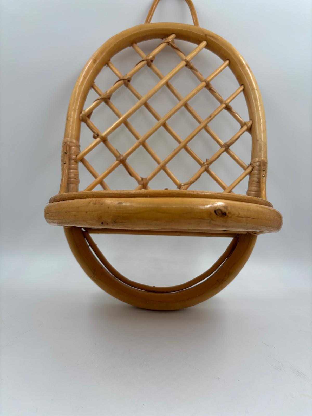 Vintage Wandregal Rattan oval von Handgeflochten natur 40x25 cm