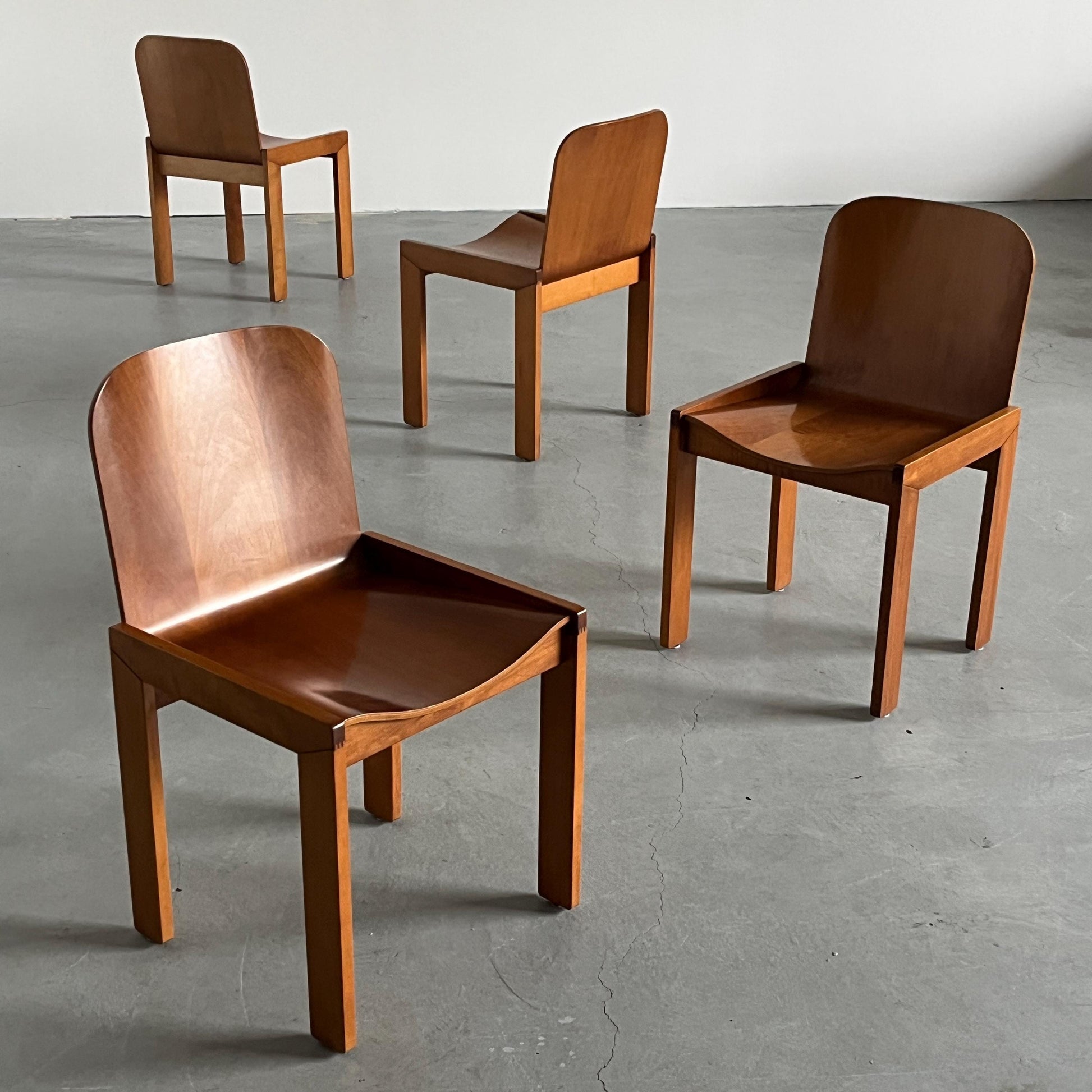 Vintage Esszimmerstuhl Sperrholz Esche von Molteni im Stil von Afra & Tobia Scarpa Set von 4