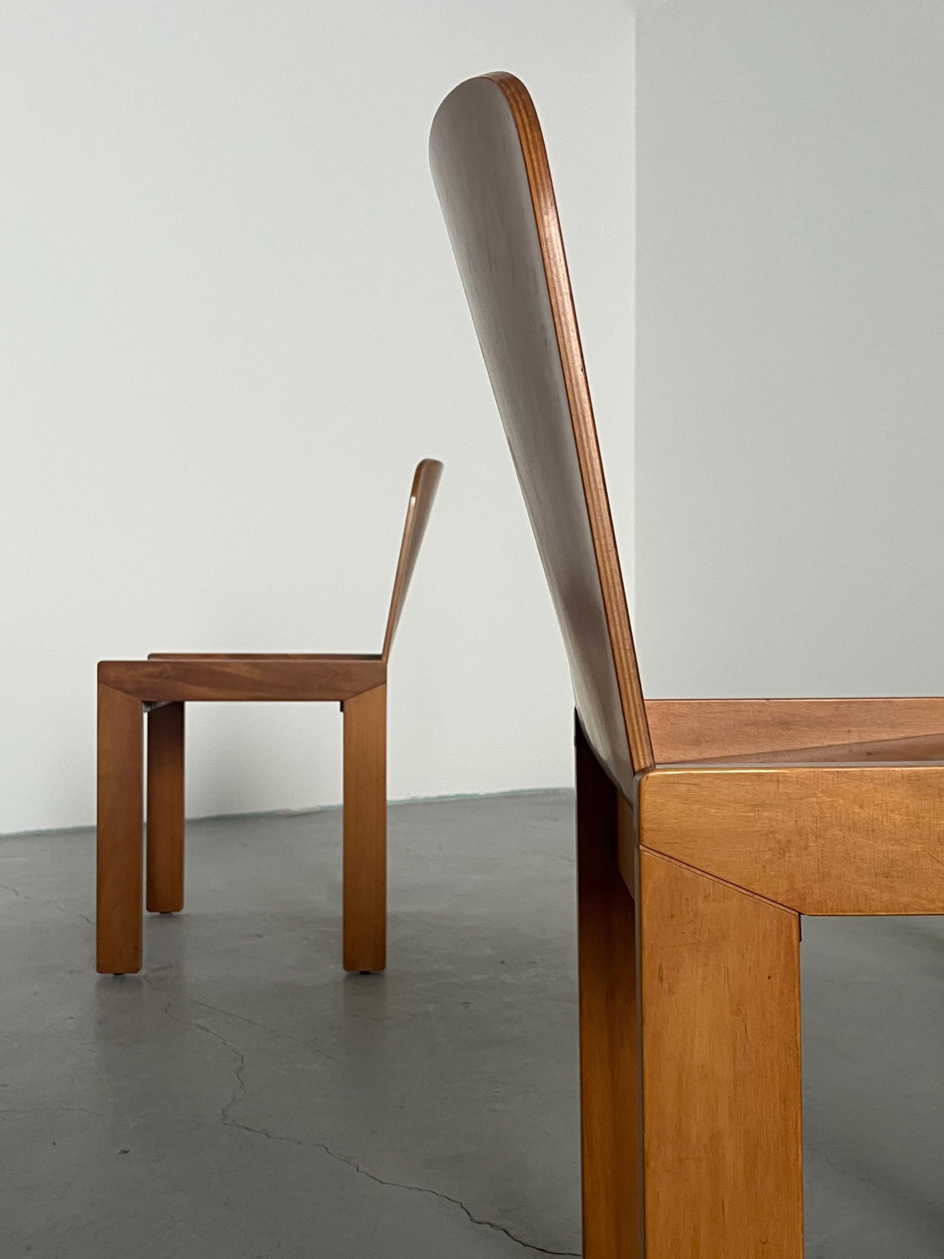 Vintage Esszimmerstuhl Sperrholz Esche von Molteni im Stil von Afra & Tobia Scarpa Set von 4