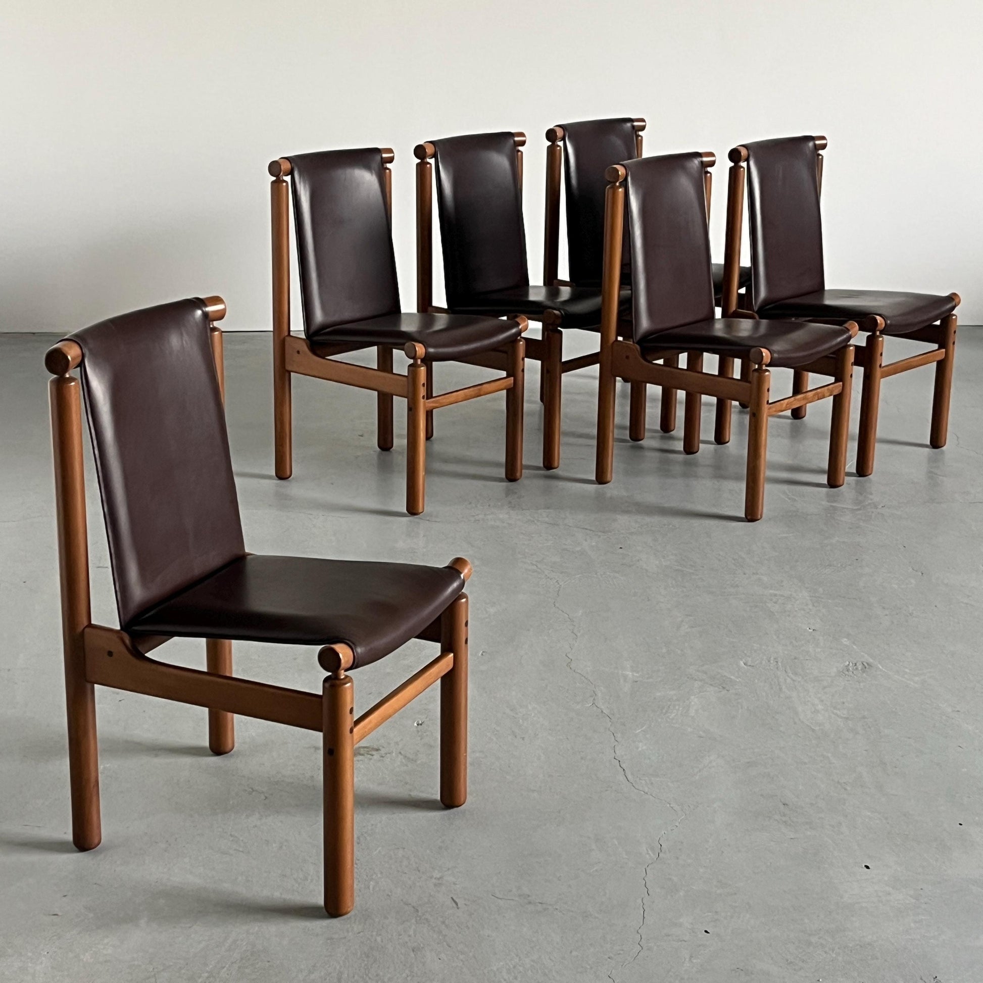 Vintage Esszimmerstuhl Leder von Ilmari Tapiovaara Mid-Century Modern Set von 6