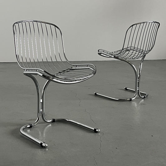 Vintage Radiofreccia Freischwinger von Gastone Rinaldi in Chromstahl Paar