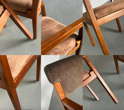 Vintage Armlehnstuhl Buchenholz Samt gestreift 1970er Italien