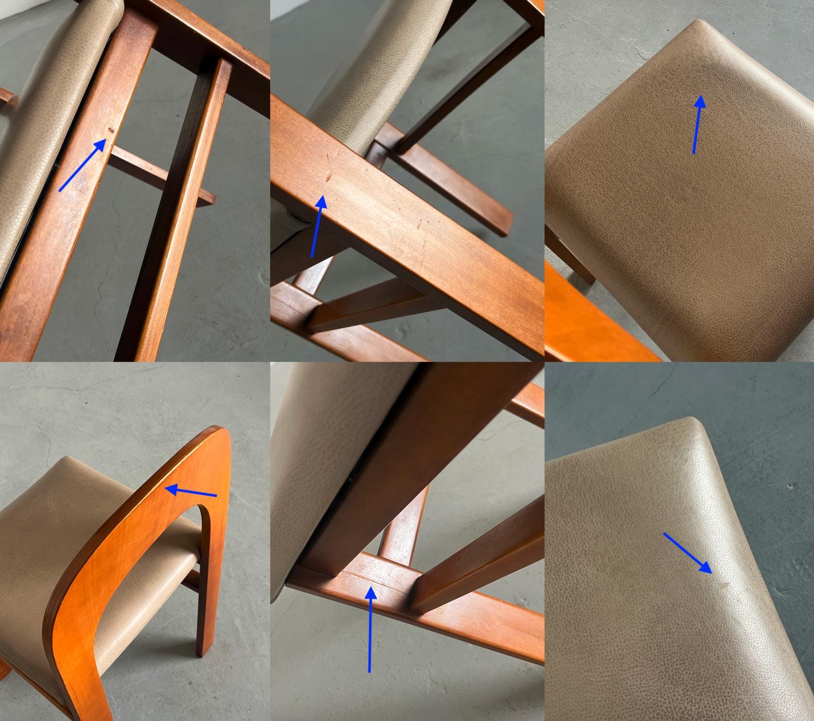 Vintage Stuhl 'Arcadia' von Tagliabue di Cascina Armata Holz Kunstleder Set von 4