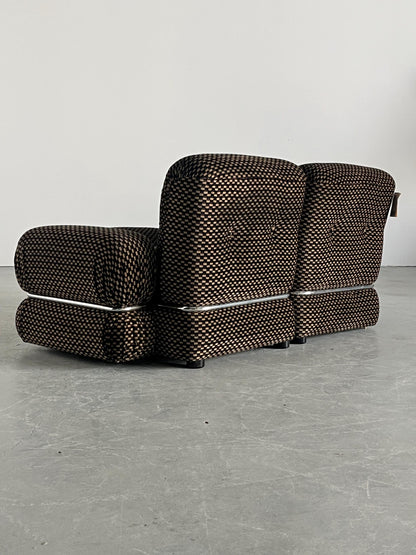 Vintage Loveseat kariert Chromstahl 1970er Italien